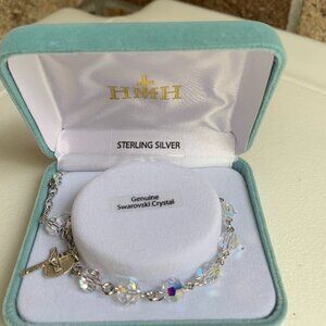 7mm Austrian Crystal Aurora, Round Bead, SS Rosary Bracelet